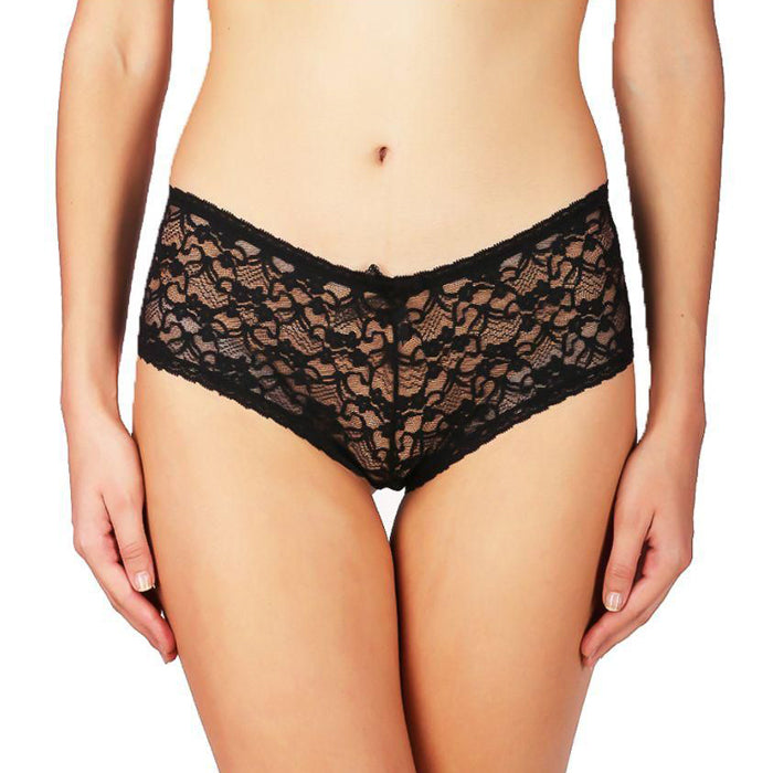 Black lace underwear on a white background