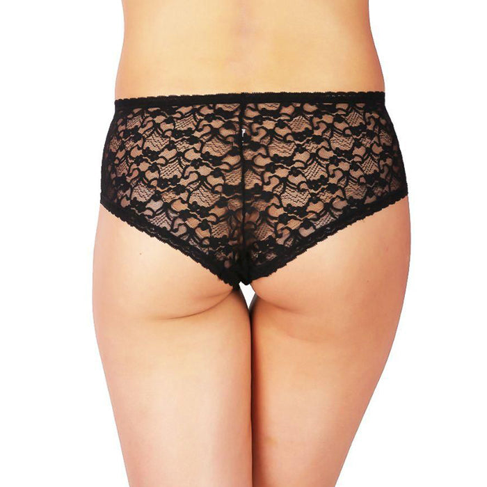 Black lace underwear on a white background
