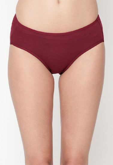 Plus Size Women's Best Fitting maroon cotton panties front view on model