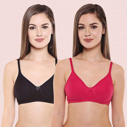 Women’s Cotton Non-Padded Seamless Bra Set (Pack of 2)