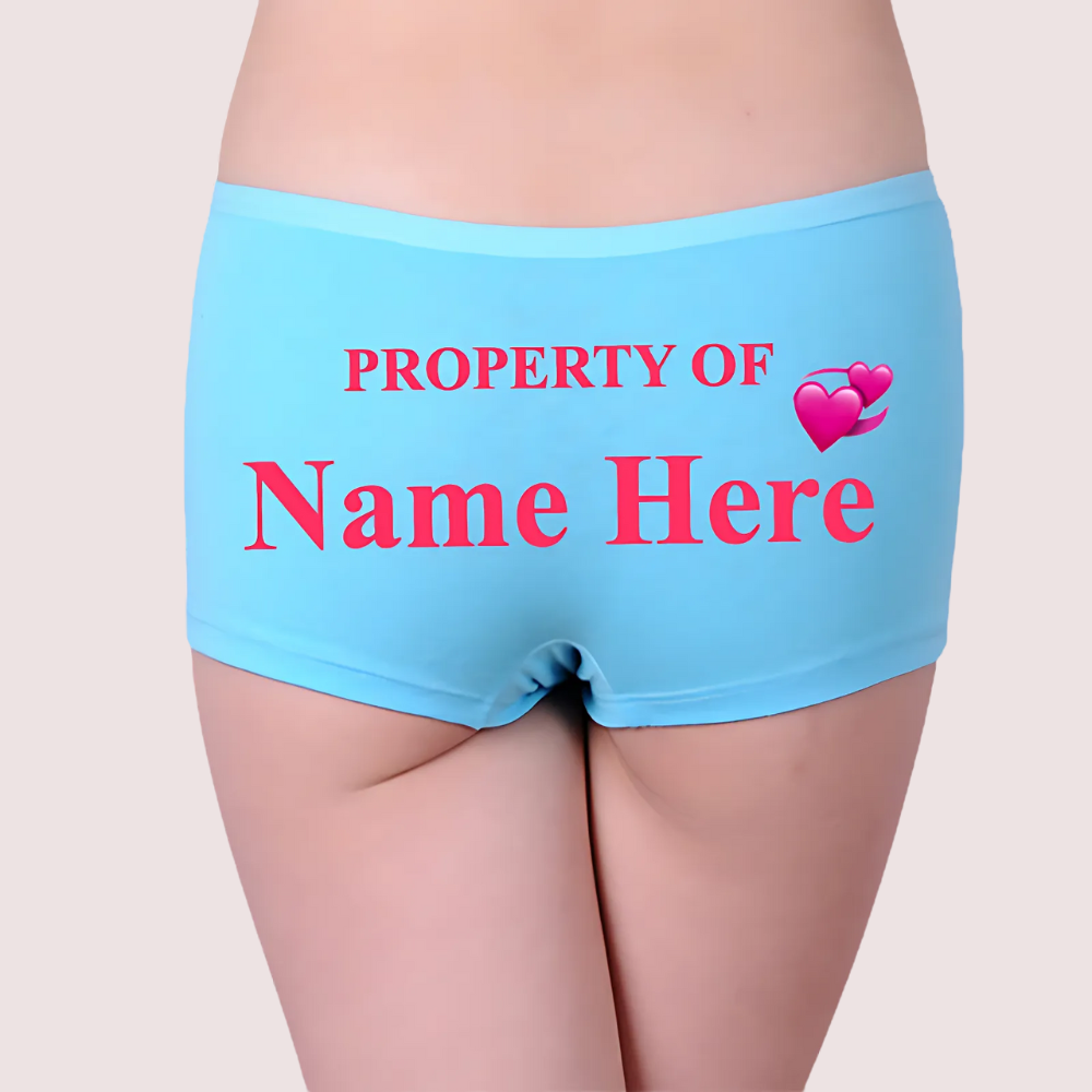 Property of named customized cotton boyshort panty for women with soft premium comfort fit
