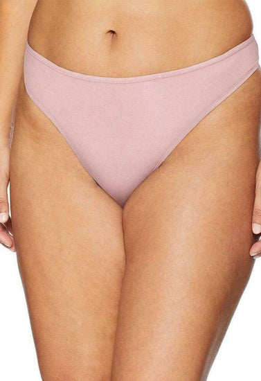 Pink bikini bottom worn by a person on a white background
