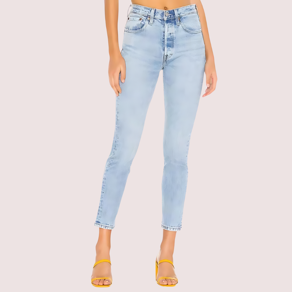 Chic Blue High Rise Skinny Jeans with Low Stretch