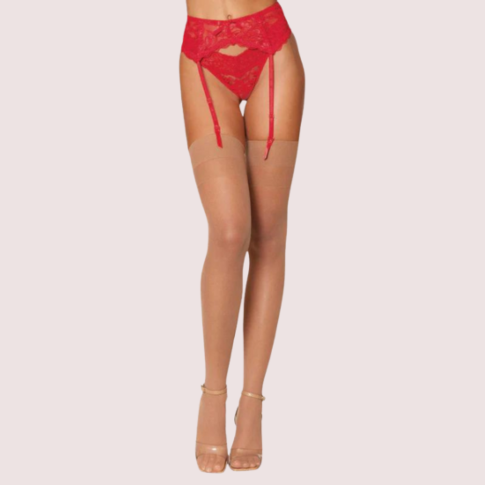 Rouge Seduction lace garter belt featuring elegant premium lingerie styling for women