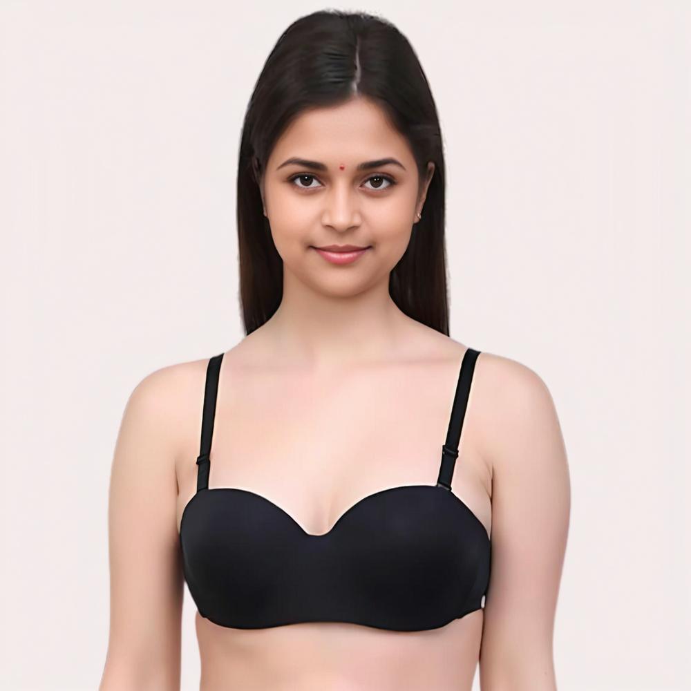 Woman wearing a black bra 