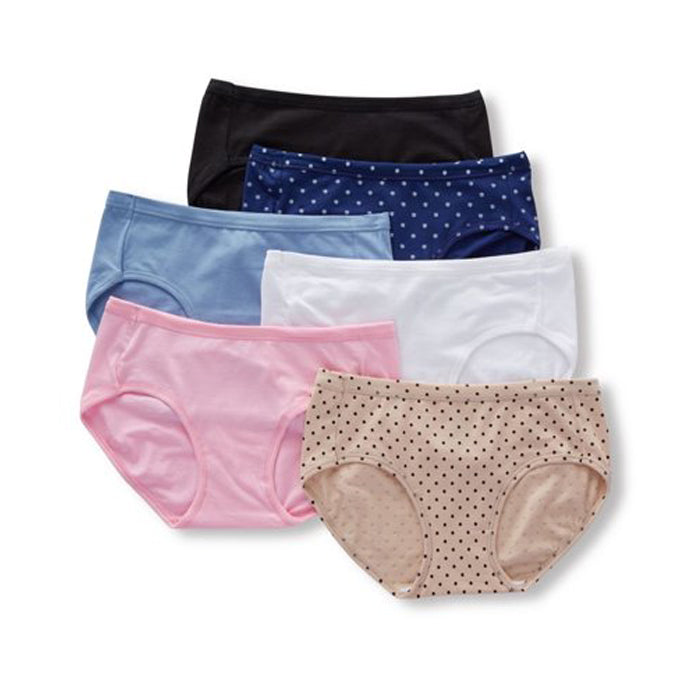Set of women's underwear in various colors on a white background