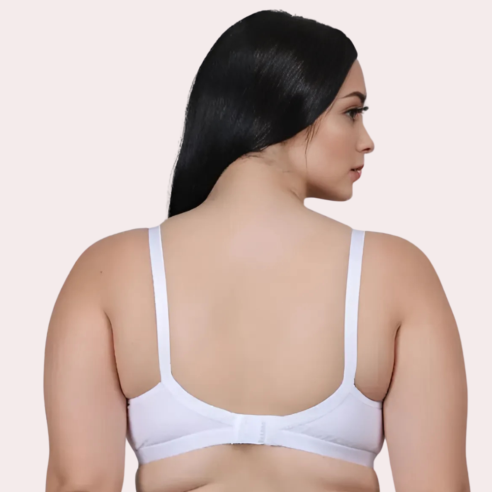 Woman wearing a white bra 