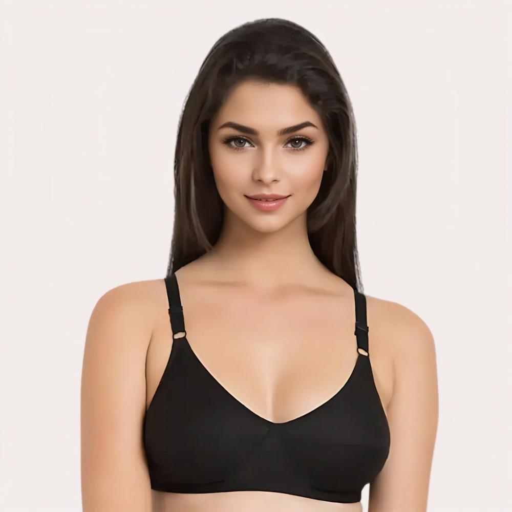 Woman wearing a black bralette 