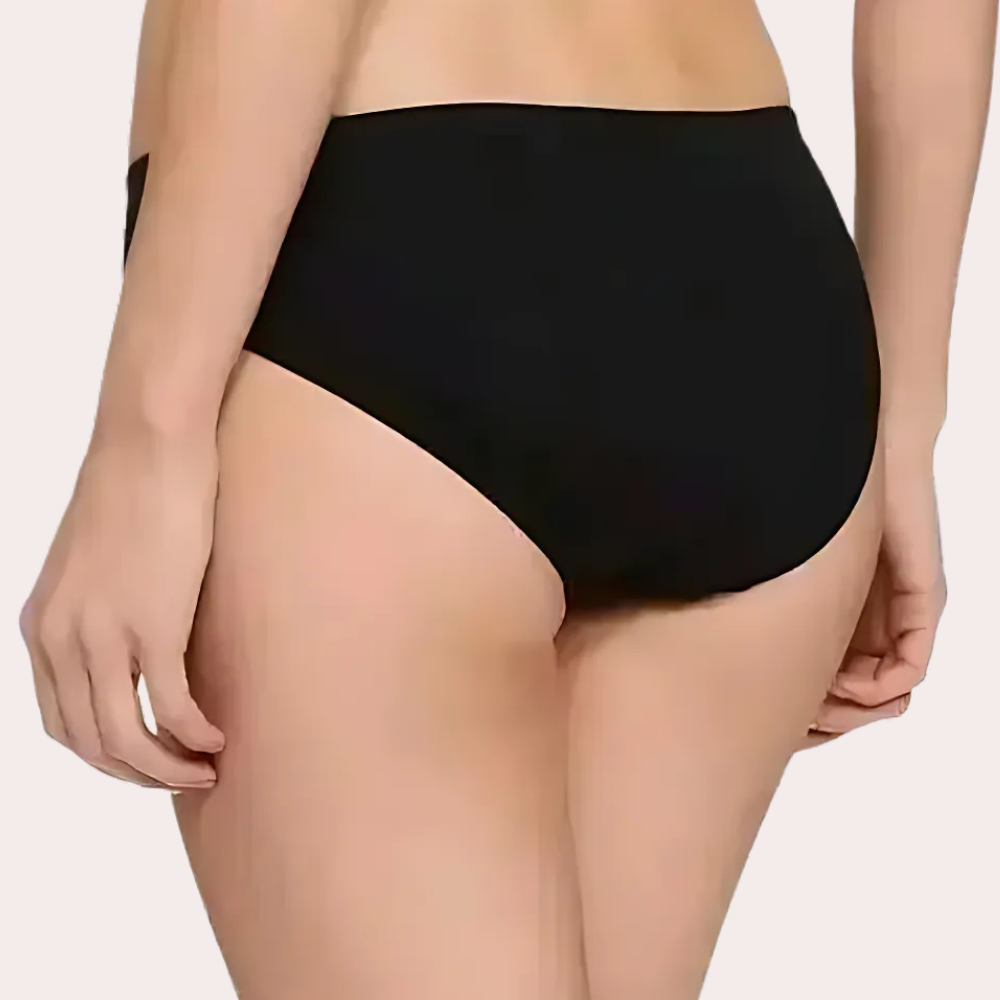 Black high-waisted underwear worn by a person 