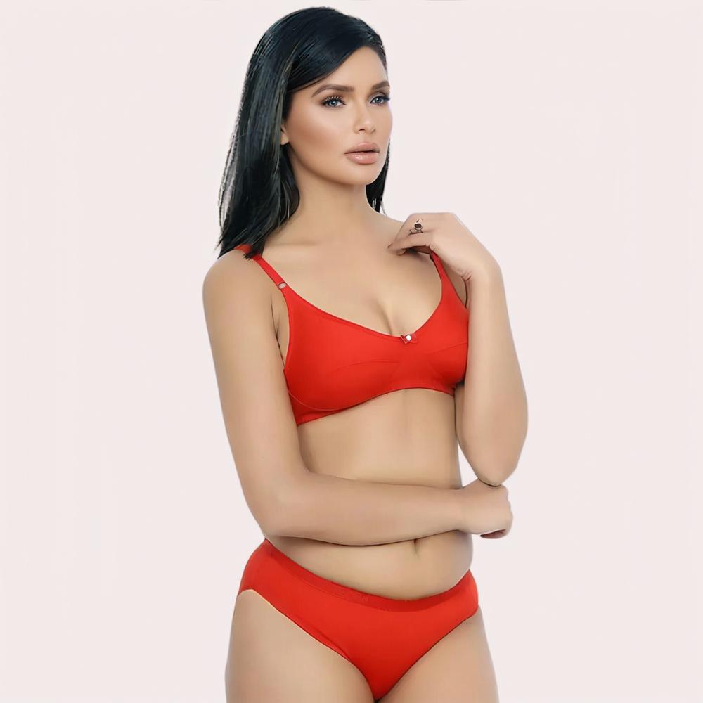 Woman wearing a red bikini 