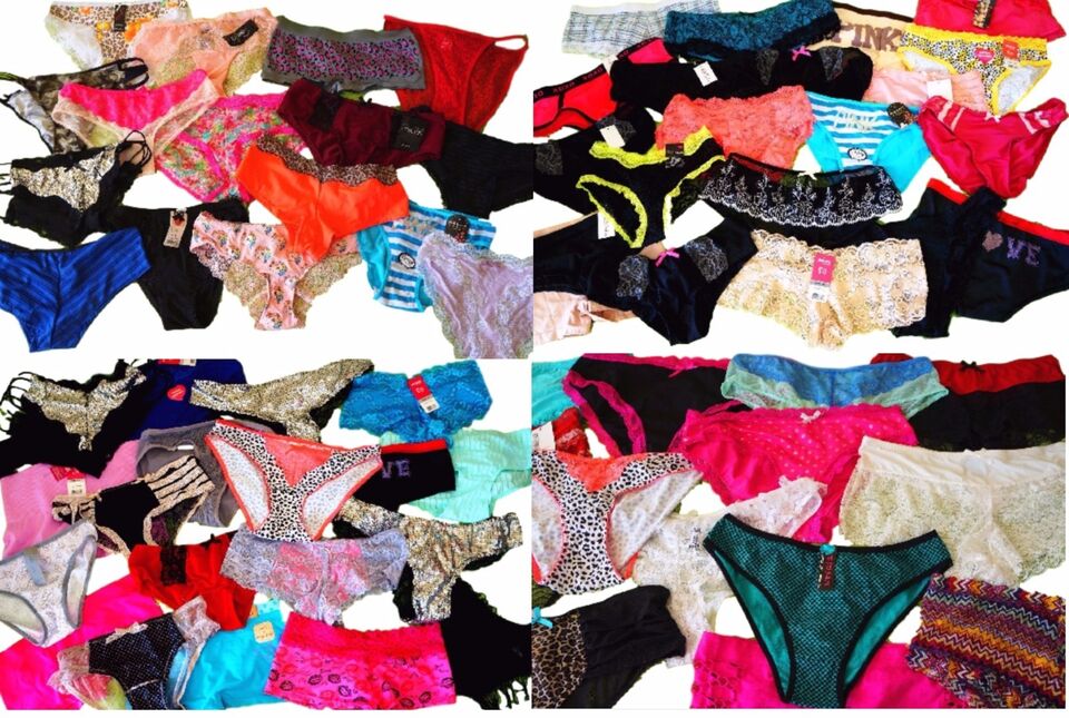 Collage of various colorful lingerie items on a white background