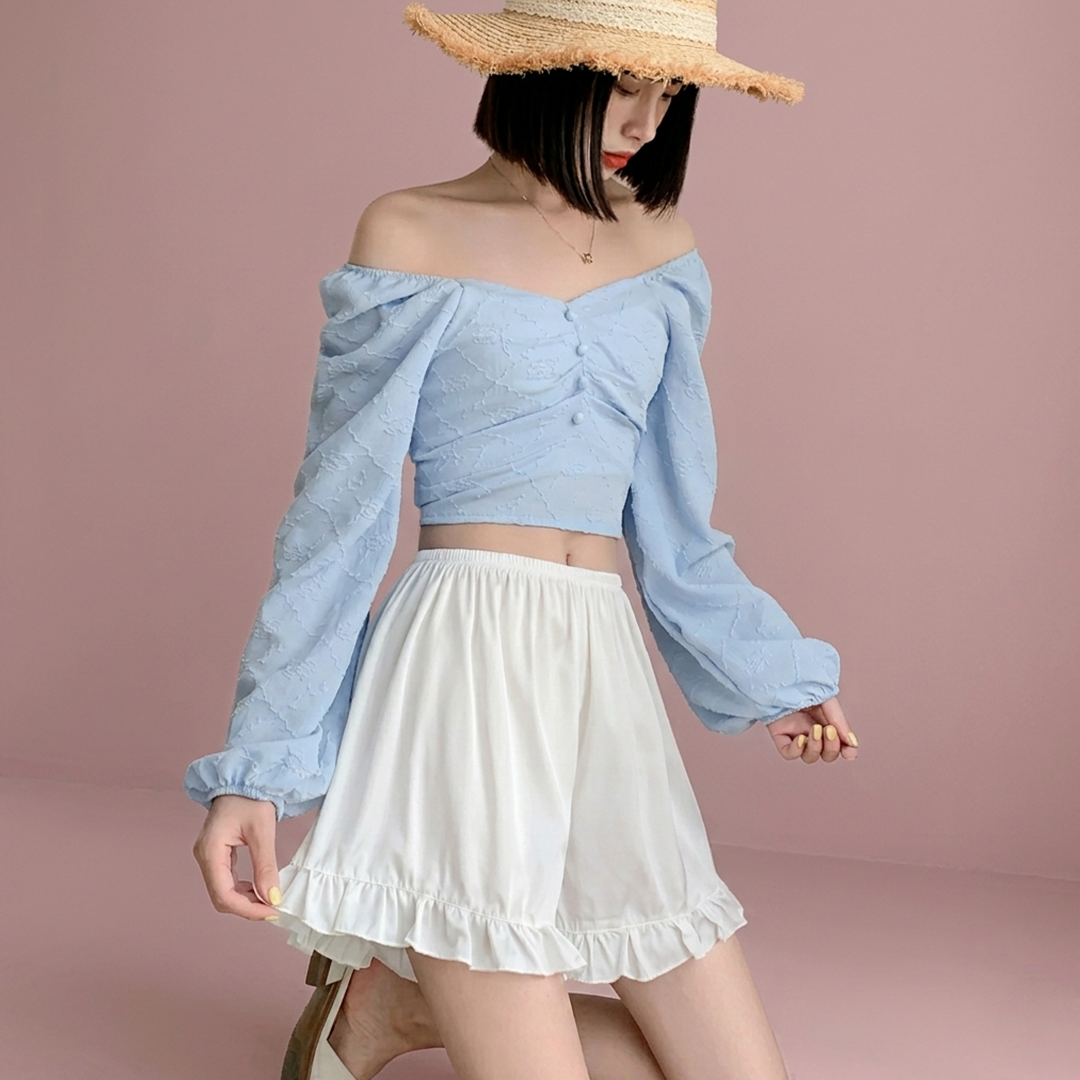 Women ruffles satin faux silk French underwear featuring soft silky fabric and elegant comfortable styling for women