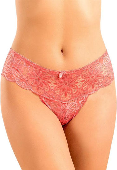 Red lace underwear on a white background