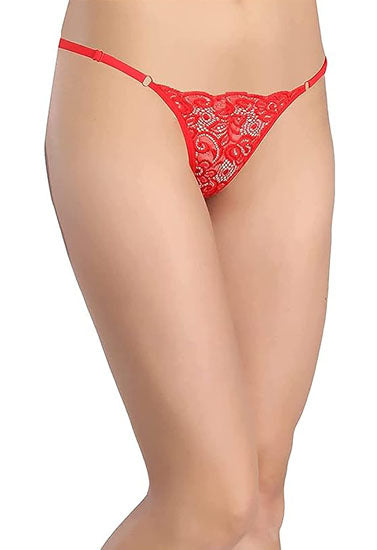 Red lace thong on a white background