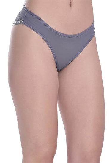 Gray underwear worn by a person on a white background