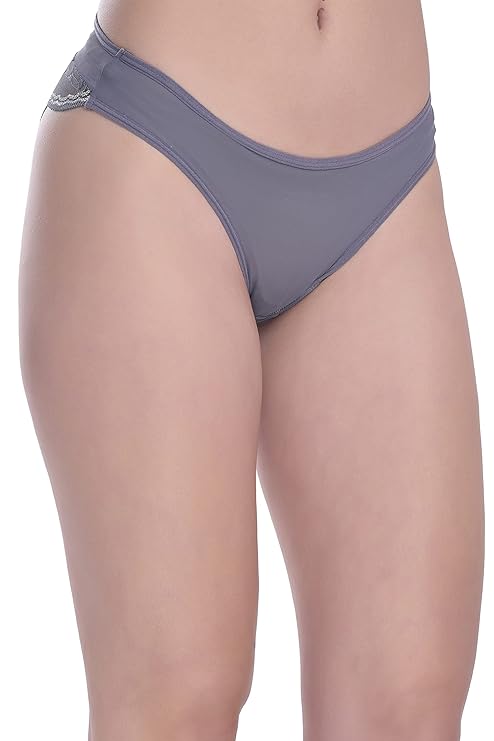 Gray underwear worn by a person on a white background